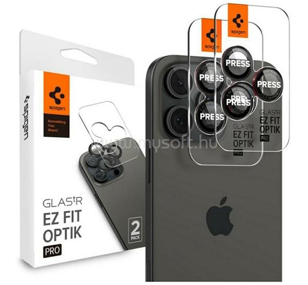 SPIGEN iPhone 17 Pro Max / 17 Pro OPTIK PRO kameravédő üveg 2db 9H, csak lencse, ÁTLÁTSZÓ