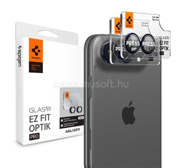 SPIGEN iPhone Duo SPIGEN OPTIK PRO kameravédő üveg 2db 9H, csak lencse, ÁTLÁTSZÓ
