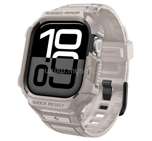 SPIGEN Apple Watch Series 11 42mm RUGGED ARMOR PRO 2 pótszíj egyedi méret, ütésállóság + szilikon keret, BÉZS