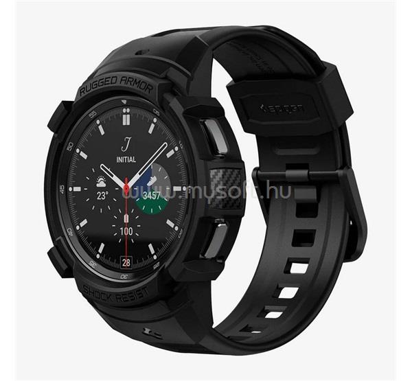 SPIGEN Samsung Watch 4 Classic 46 mm RUGGED ARMOR PRO pótszíj egyedi méret, ütésállóság + szilikon keret, FEKETE