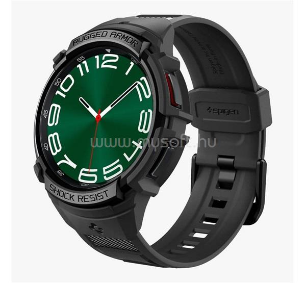 SPIGEN Samsung Watch 6 Classic 47mm RUGGED ARMOR PRO pótszíj egyedi méret, ütésállóság + szilikon keret, FEKETE