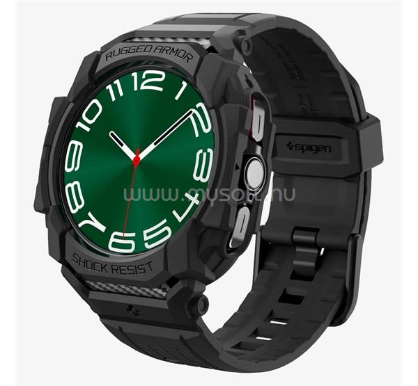 SPIGEN Samsung Watch Ultra eSIM 47mm RUGGED ARMOR PRO pótszíj egyedi méret, ütésállóság + szilikon keret, FEKETE