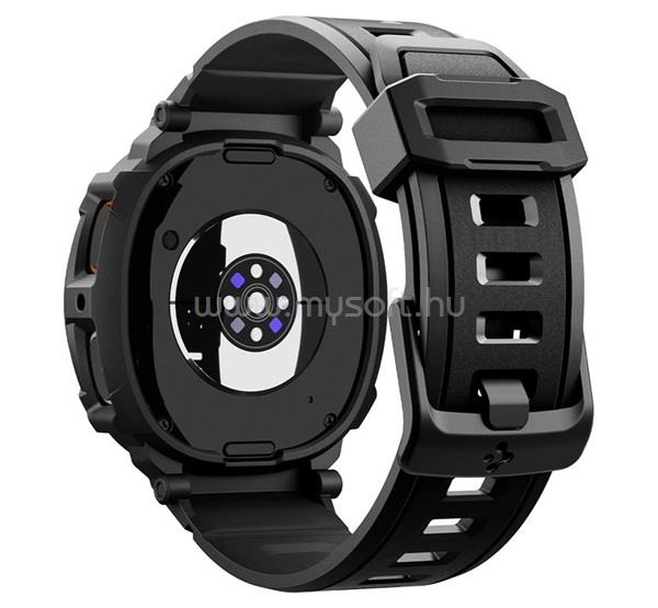 SPIGEN Samsung Watch 8 eSIM 40mm RUGGED ARMOR PRO pótszíj egyedi méret, ütésállóság + szilikon keret, FEKETE