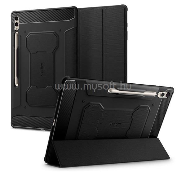 SPIGEN Samsung Tab S10 Ultra LTE / Tab S10 Ultra WIFI RUGGED ARMOR PRO tok álló aktív FLIP, ceruza tartó, FEKETE