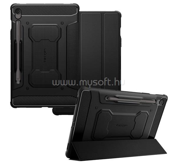 SPIGEN Samsung Tab S10 FE Plus WIFI / Tab S10 FE Plus LTE RUGGED ARMOR PRO tok álló aktív FLIP, ceruza tartó, FEKETE