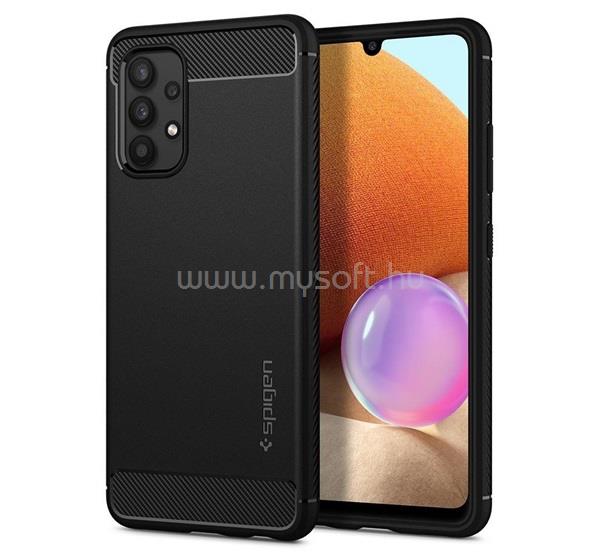 SPIGEN Samsung A52s 5G / A52 5G / A52 4G RUGGED ARMOR szilikon telefonvédő ütésállóság, karbon minta, FEKETE
