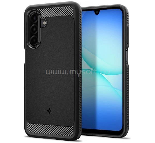 SPIGEN Samsung A17 4G / A17 5G RUGGED ARMOR szilikon telefonvédő ütésállóság, karbon minta, FEKETE
