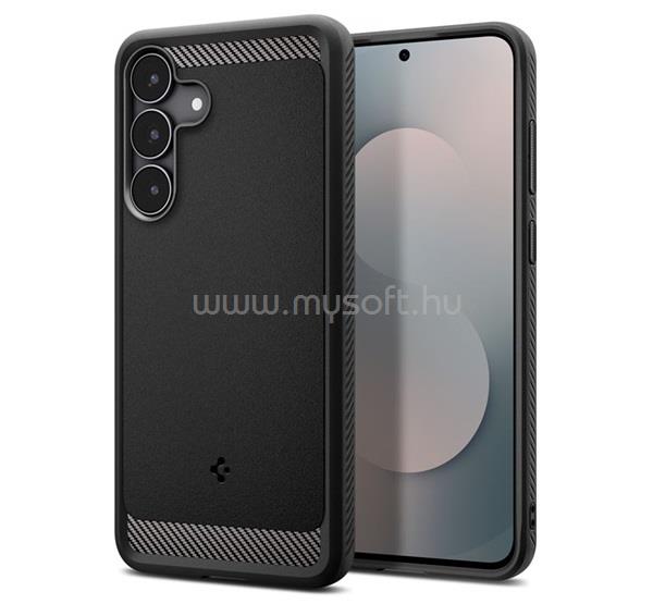 SPIGEN Samsung S25 FE SPIGEN RUGGED ARMOR szilikon telefonvédő ütésállóság, karbon minta, FEKETE