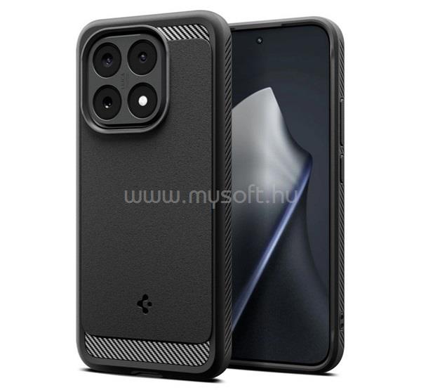 SPIGEN Xiaomi 15T SPIGEN RUGGED ARMOR szilikon telefonvédő ütésállóság, karbon minta, FEKETE