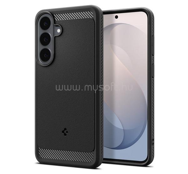 SPIGEN Samsung S26 FE SPIGEN RUGGED ARMOR szilikon telefonvédő ütésállóság, karbon minta, FEKETE