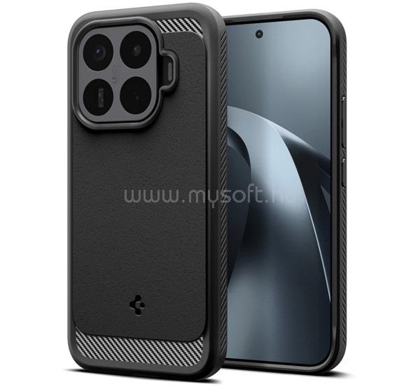 SPIGEN Xiaomi 17T Pro SPIGEN RUGGED ARMOR szilikon telefonvédő ütésállóság, karbon minta, FEKETE