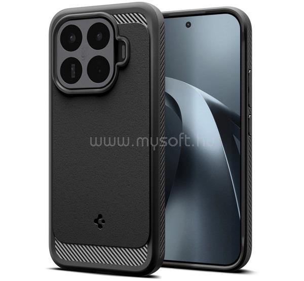 SPIGEN Xiaomi 17T SPIGEN RUGGED ARMOR szilikon telefonvédő ütésállóság, karbon minta, FEKETE