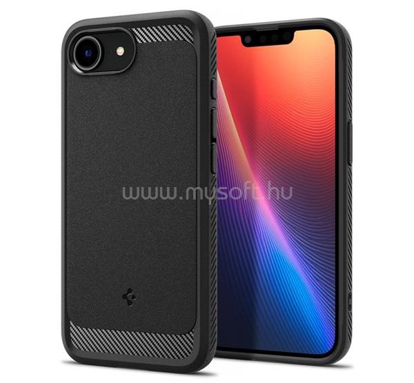 SPIGEN iPhone 17e / 16e SPIGEN RUGGED ARMOR szilikon telefonvédő ütésállóság, MagSafe, FEKETE