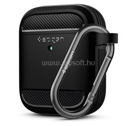 SPIGEN RUGGED ARMOR szilikon tok ütésállóság, karabíner, FEKETE Apple AirPods ASD01117 small