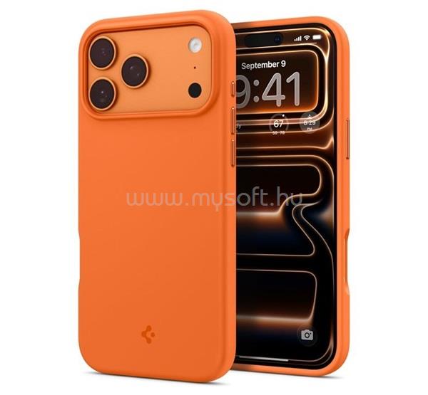 SPIGEN iPhone 17 Pro SILICONE FIT MAG szilikon telefonvédő ütésállóság, MagSafe, NARANCSSÁRGA