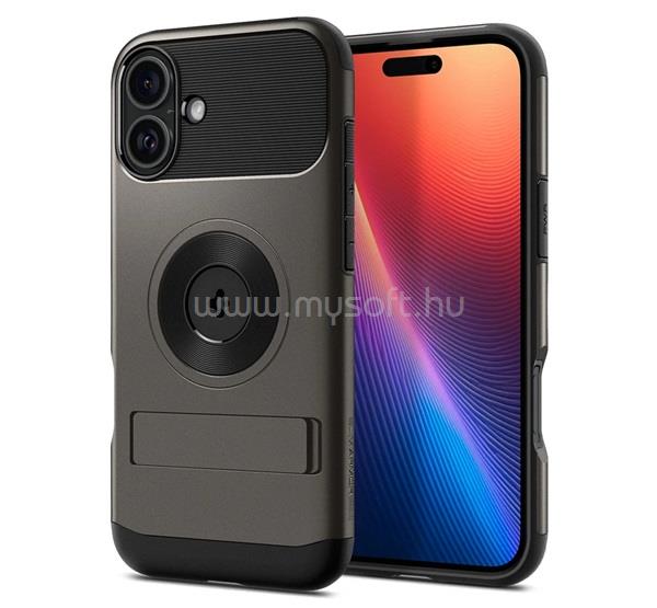 SPIGEN iPhone 16 SLIM ARMOR MAG szilikon telefonvédő műanyag hátlap, MagSafe, SÖTÉTSZÜRKE