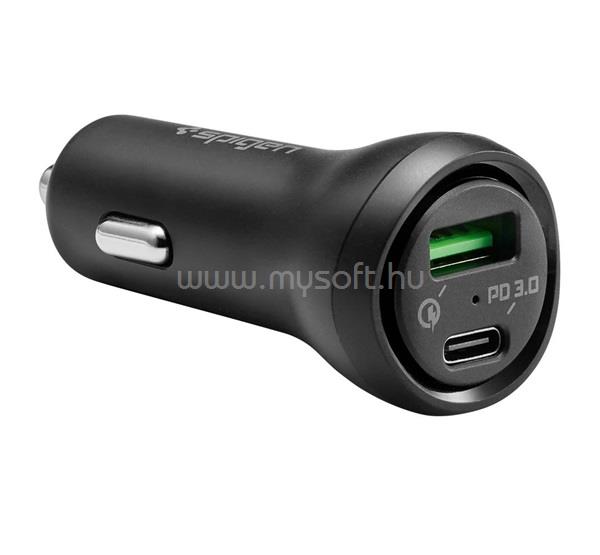 SPIGEN STEADIBOOST F31QC autós töltő USB+Type-C aljzat 48W, PD gyorstöltő 3.0, FEKETE