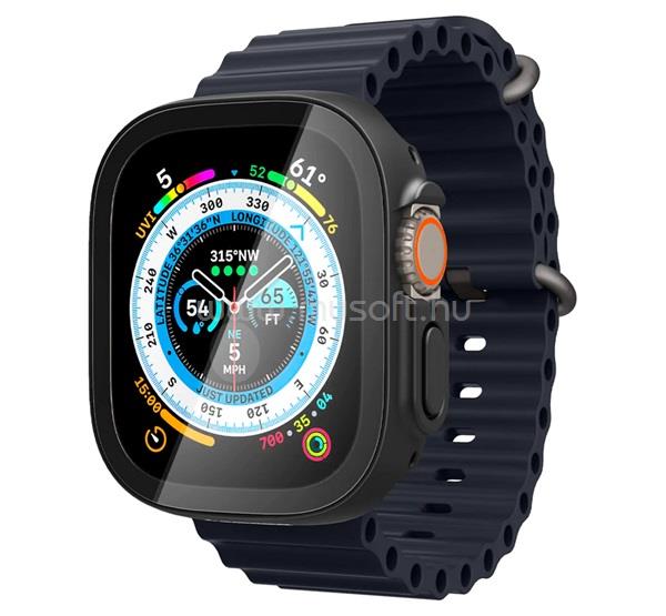 SPIGEN Apple Watch Ultra 3 49mm THIN FIT 360 műanyag óra keret ütésállóság, 360° védelem + üveg, FEKETE