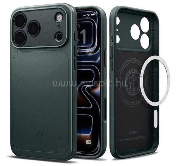 SPIGEN iPhone 18 Pro Max / 17 Pro Max SPIGEN THIN FIT MAG műanyag telefonvédő matt, MagSafe, SÖTÉTZÖLD