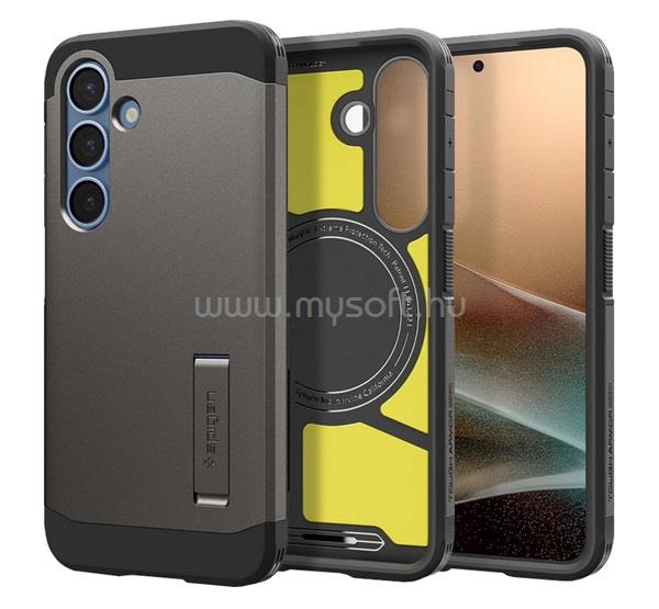 SPIGEN Samsung S25 SPIGEN TOUGH ARMOR MAG műanyag telefonvédő ütésállóság, MagSafe, SÖTÉTSZÜRKE