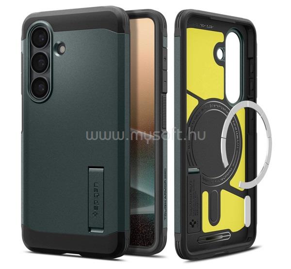 SPIGEN Samsung S26 SPIGEN TOUGH ARMOR MAG műanyag telefonvédő ütésállóság, MagSafe, SÖTÉTZÖLD