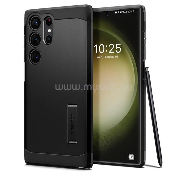 SPIGEN Samsung S23 Ultra SPIGEN TOUGH ARMOR szilikon telefonvédő ütésállóság, kitámasztó, FEKETE
