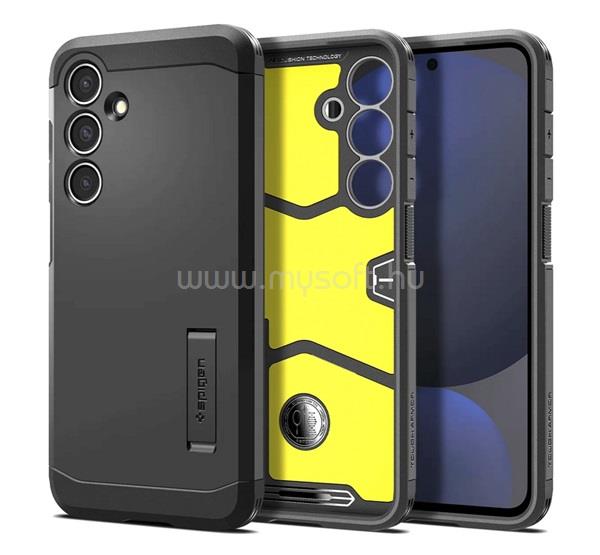 SPIGEN Samsung S24 FE TOUGH ARMOR szilikon telefonvédő ütésállóság, kitámasztó, FEKETE