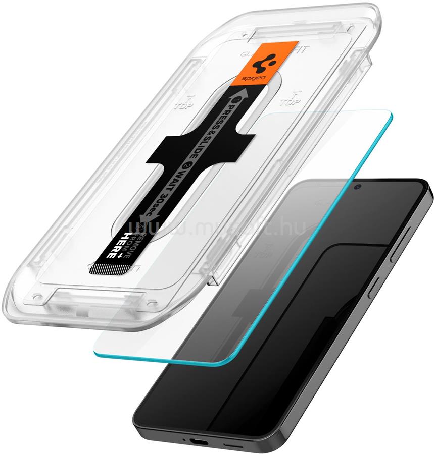 SPIGEN Samsung S24 EZ FIT HD képernyővédő üveg 2db 2.5D, 9H + segédkeret, ÁTLÁTSZÓ