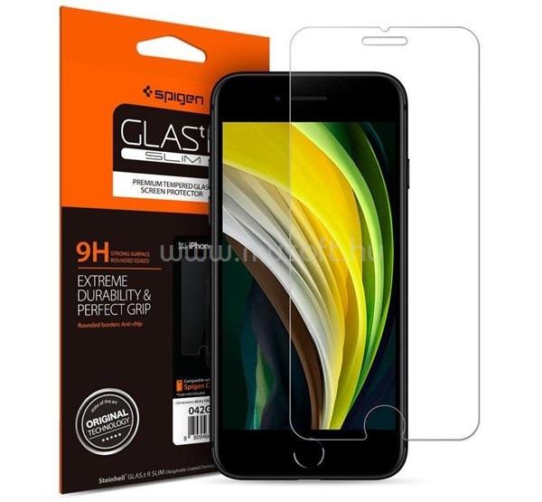 SPIGEN iPhone SE 3 (2022) / SE 2 (2020) / 8 4.7 TR SLIM HD képernyővédő üveg 2.5D, 9H, ÁTLÁTSZÓ