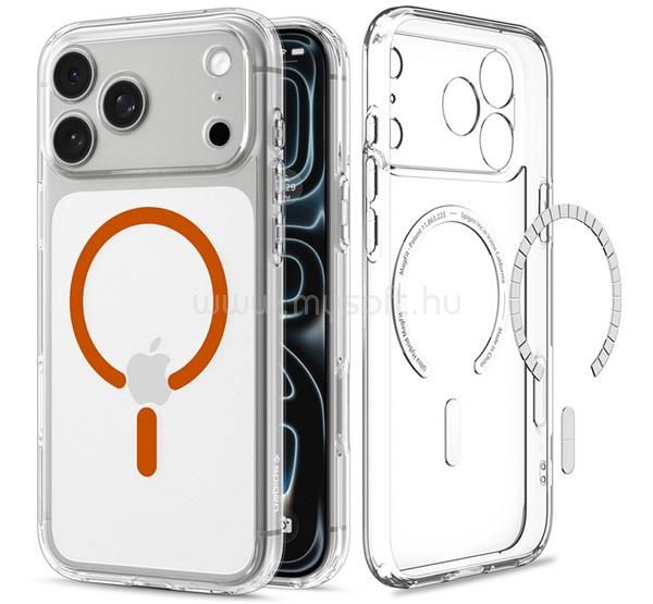 SPIGEN iPhone 18 Pro Max SPIGEN ULTRA HYBRID MAG műanyag telefonvédő ütésállóság, MagSafe, ÁTLÁTSZÓ/NARANCSSÁRGA