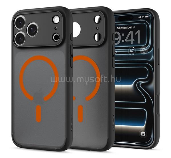 SPIGEN iPhone 18 Pro Max SPIGEN ULTRA HYBRID MAG műanyag telefonvédő ütésállóság, MagSafe, ÁTLÁTSZÓ/NARANCSSÁRGA