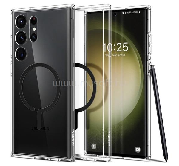 SPIGEN Samsung S23 Ultra ULTRA HYBRID MAG műanyag telefonvédő ütésállóság, MagSafe, FEKETE
