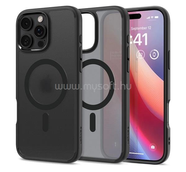 SPIGEN iPhone 16 Pro ULTRA HYBRID MAG műanyag telefonvédő ütésállóság, MagSafe, FEKETE