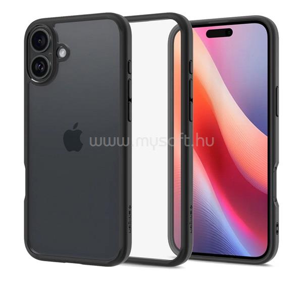 SPIGEN iPhone 16 ULTRA HYBRID műanyag telefonvédő ütésállóság, légpárnás keret, ÁTLÁTSZÓ/FEKETE