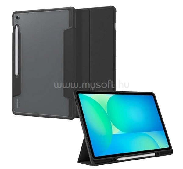 SPIGEN Samsung Tab S10 FE Plus WIFI ULTRA HYBRID PRO tok álló, bőr hatású FLIP, ceruza tartó, FEKETE