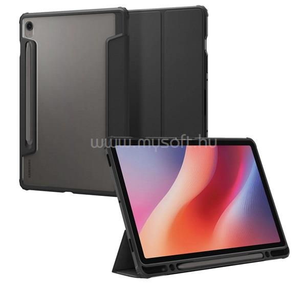 SPIGEN Samsung Tab S10 FE WIFI / Tab S10 FE LTE ULTRA HYBRID PRO tok álló, bőr hatású FLIP, ceruza tartó, FEKETE