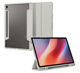 SPIGEN Samsung Tab S10 FE WIFI ULTRA HYBRID PRO tok álló, bőr hatású FLIP, ceruza tartó, VILÁGOSSZÜRKE ACS09533 small