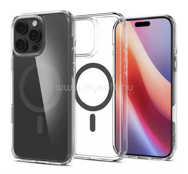 SPIGEN iPhone 16 Pro Max ULTRA HYBRID T MAG műanyag telefonvédő ütésállóság, MagSafe, ÁTLÁTSZÓ/SÖTÉTSZÜRKE