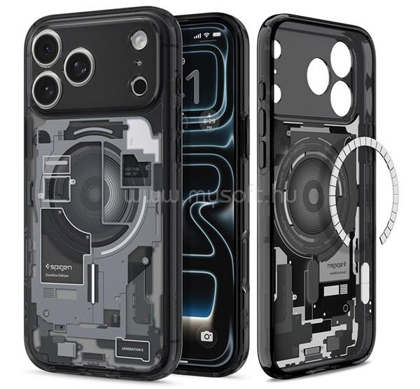 SPIGEN iPhone 18 Pro / 17 Pro SPIGEN ULTRA HYBRID ZERO ONE műanyag telefonvédő ütésállóság, MagSafe, FEKETE
