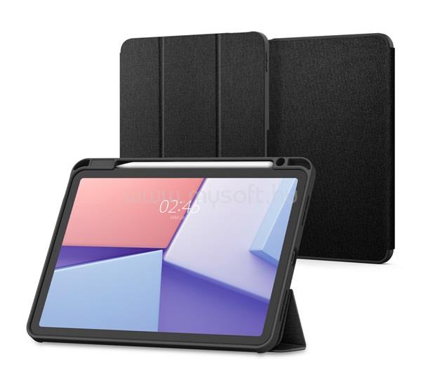 SPIGEN IPAD Air 11 (2026) / Air 11 (2025) / Air 11 (2024) URBAN FIT tok álló FLIP, textil minta, FEKETE