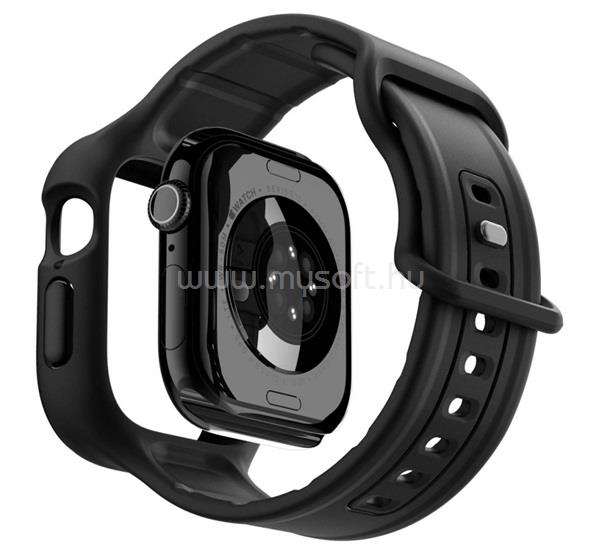 SPIGEN Apple Watch Series 10 42mm VAULT PRO pótszíj egyedi méret, ütésállóság + szilikon keret, FEKETE