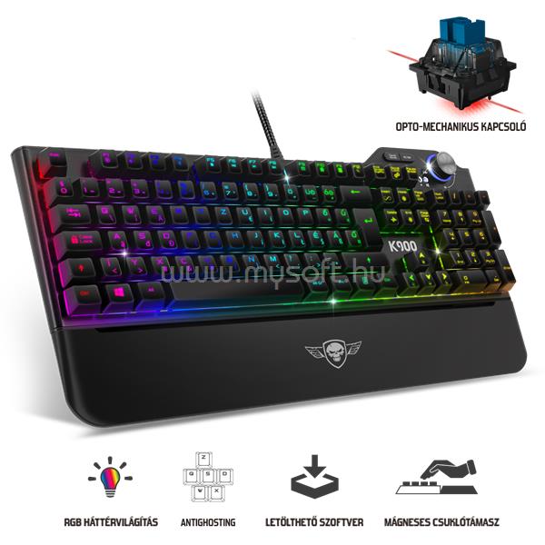 SPIRIT OF GAMER XPERT K900 Mechanikus Billentyűzet (SOG Blue, USB, HU (fekete)