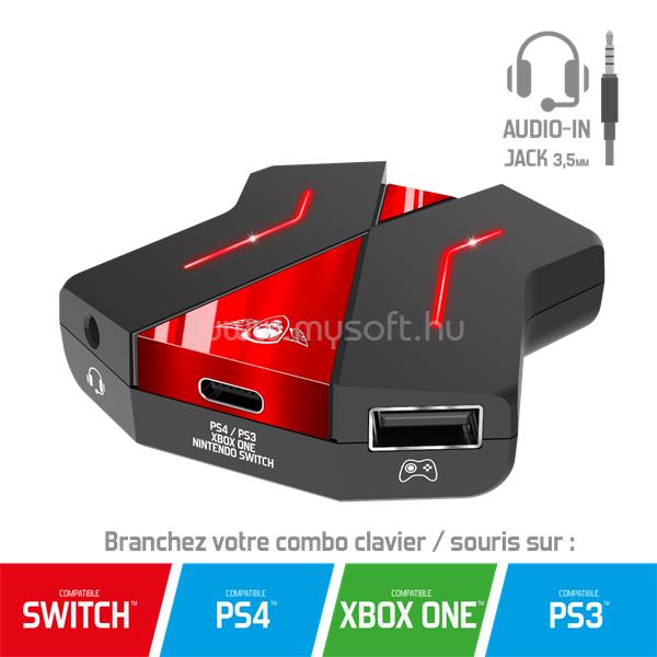 SPIRIT OF GAMER Egér/Billentyűzet adapter konzolokhoz - SOG-CONV2 (Audio, 3x USB-A, 2x USB-C, Nintendo/PS4/PS3/Xbox One)