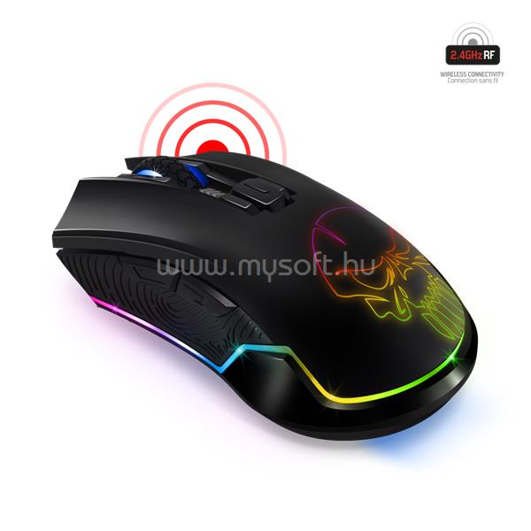 SPIRIT OF GAMER Egér Vezeték nélküli - ELITE-M20 Wireless (4800DPI, 1000Hz, 6 gomb, Omron, harisnyázott kábel, fekete)