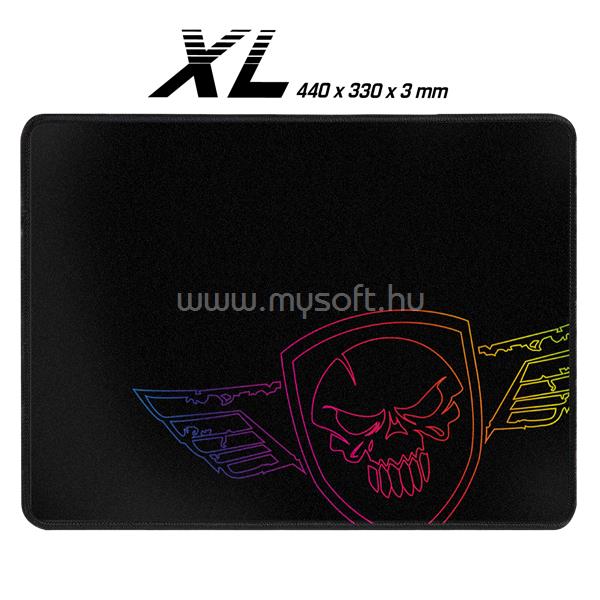SPIRIT OF GAMER Egérpad - Darkskull Mouse Pad - King Size (430 x 330 x 3mm; varrott szélek; fekete)