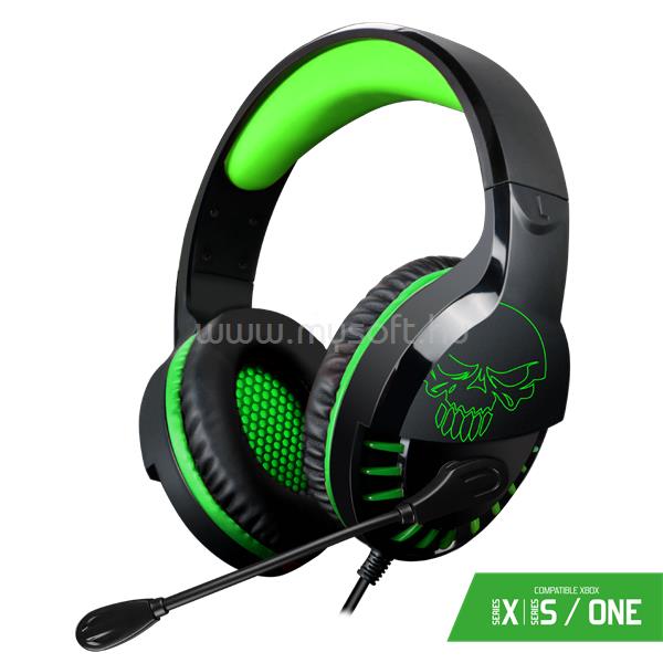 SPIRIT OF GAMER PRO-H3 Xbox gamer headset (Xbox One/Series X/S, 3.5mm jack, hangerőszabályzó, 1m kábel, zöld)