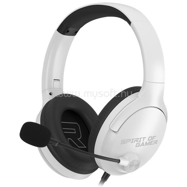 SPIRIT OF GAMER PRO-H4 vezetékes headset (MultiPlatform, mikrofon, 3.5mm jack, hangerőszabályzó, fehér)