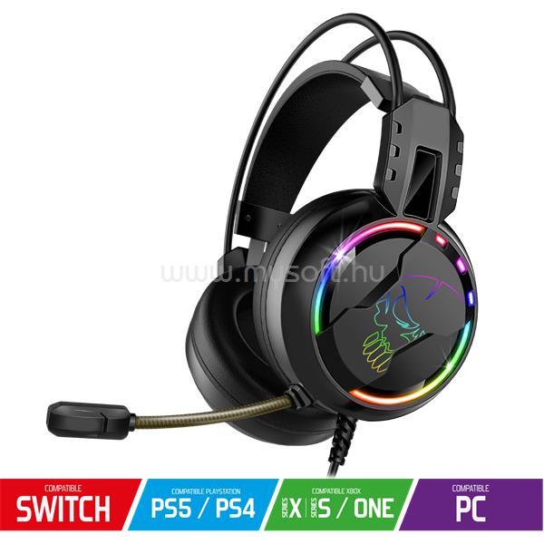 SPIRIT OF GAMER PRO-H7 vezetékes headset (MultiPlatform, 3.5mm jack, hangerőszabályzó, 2m kábel, fekete)