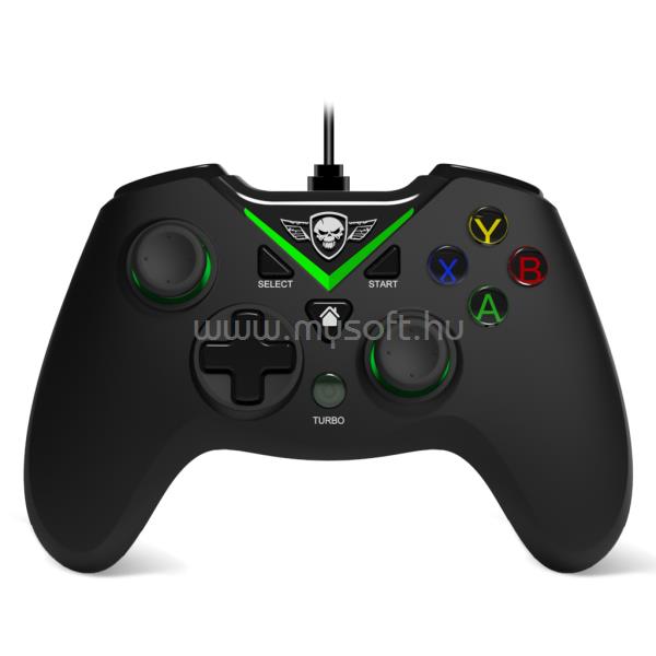 SPIRIT OF GAMER Gamepad - PGX WIRED Green (USB, 1,8m kábel, Vibration, Xbox ONE és PC kompatibilis, fekete-zöld)