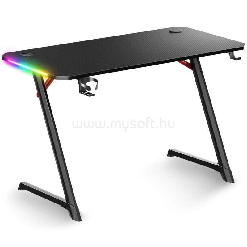 SPIRIT OF GAMER Gamer Asztal - Headquarter 250 (Fa lap, fém lábak, fekete, kék RGB háttérvilágítás, 120 x 60 x 75 cm)